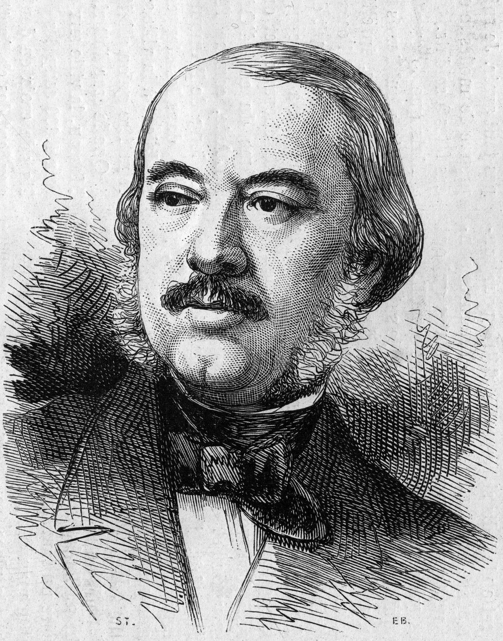 Portret van Leon Laya, Franse toneelschrijver. Gravure in 