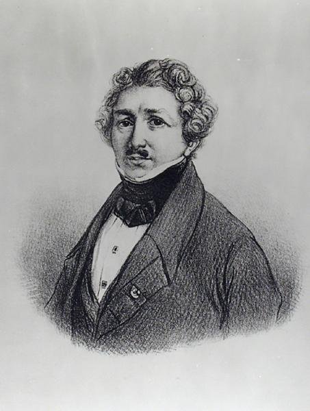 Portret van Louis-Jacques Daguerre door French School