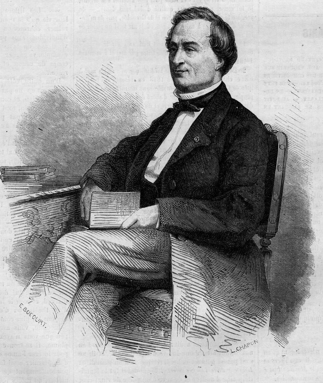 Portret van Louis Bernard Bonjean (1804-1871), Franse magistraat en senator. Gravure in 