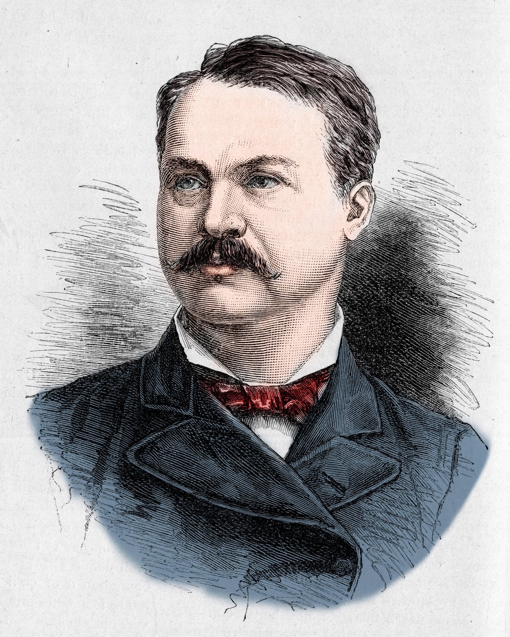 Portret van Louis Honore Frechette (1839-1908), Canadese dichter en toneelschrijver. Gravure door Charles Georges in 