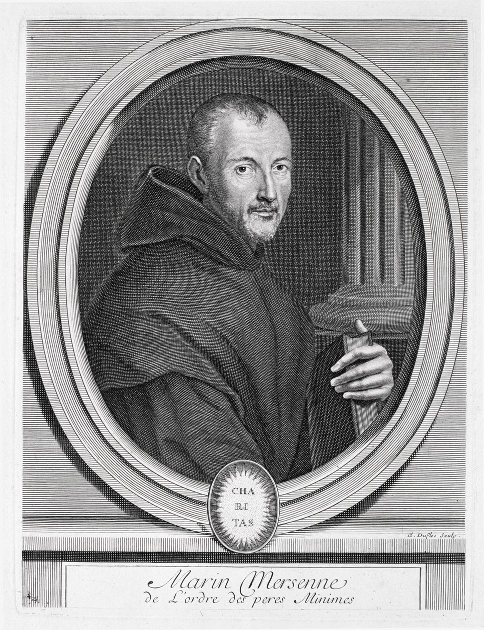 Portret van Marin Mersenne (1588-1648) gegraveerd door Duflos door French School