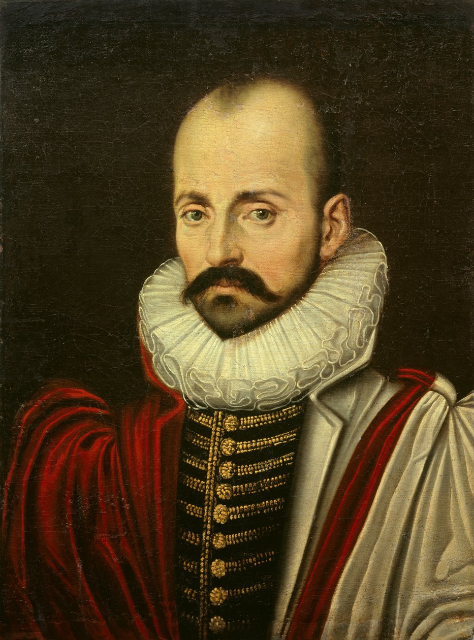 Portret van Michel Eyquem de Montaigne, Franse humanistische filosoof door French School