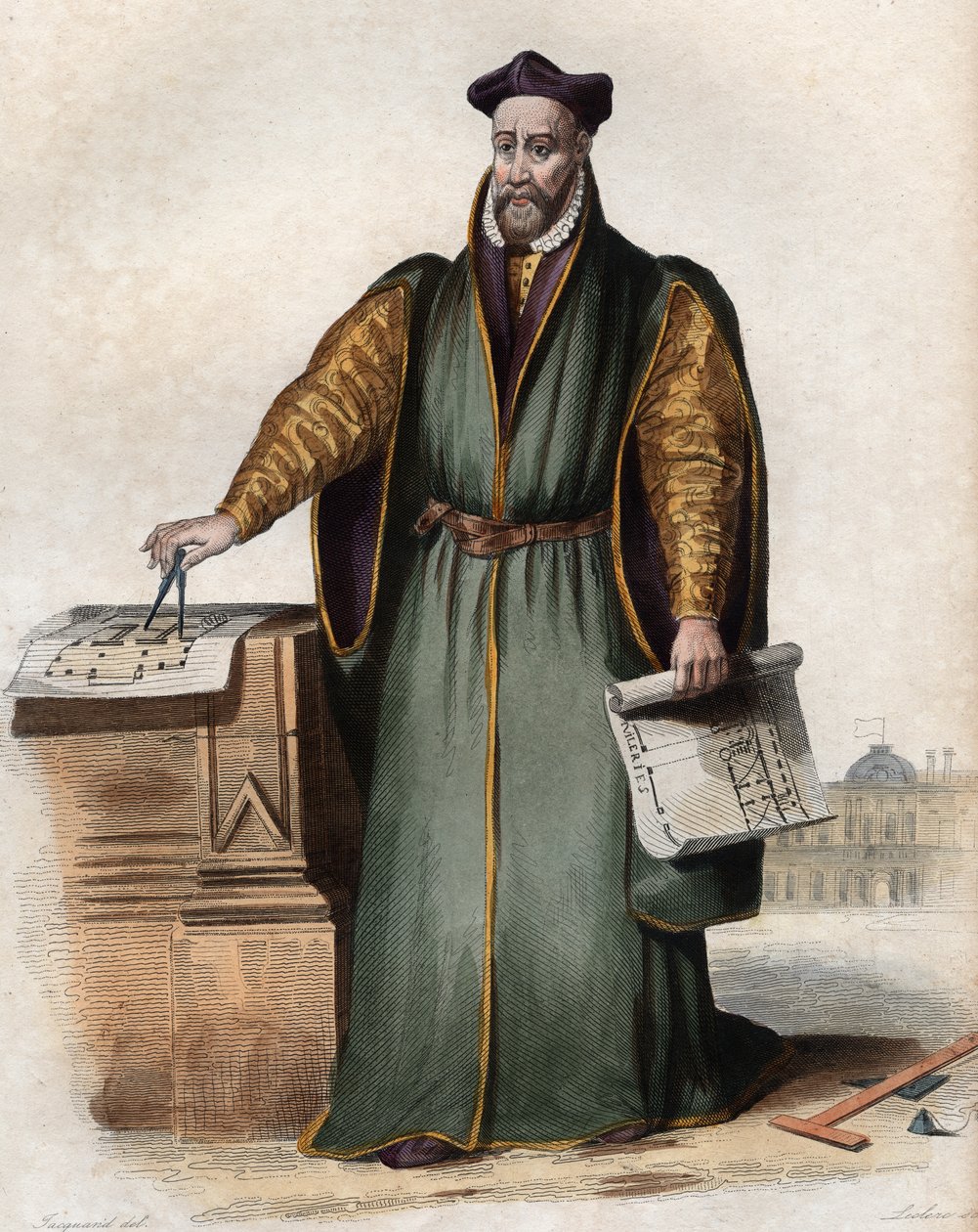 Portret van Philibert Delorme (De Lorme) (De lOrme) (1510-1570), Franse architect. door French School