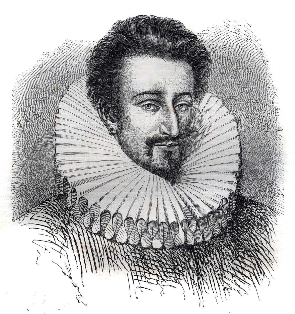 Portret van Pierre Farnese (Pietro Farnese) (1350-1415). Hij draagt een kraag van aardbeien. Gravure in 