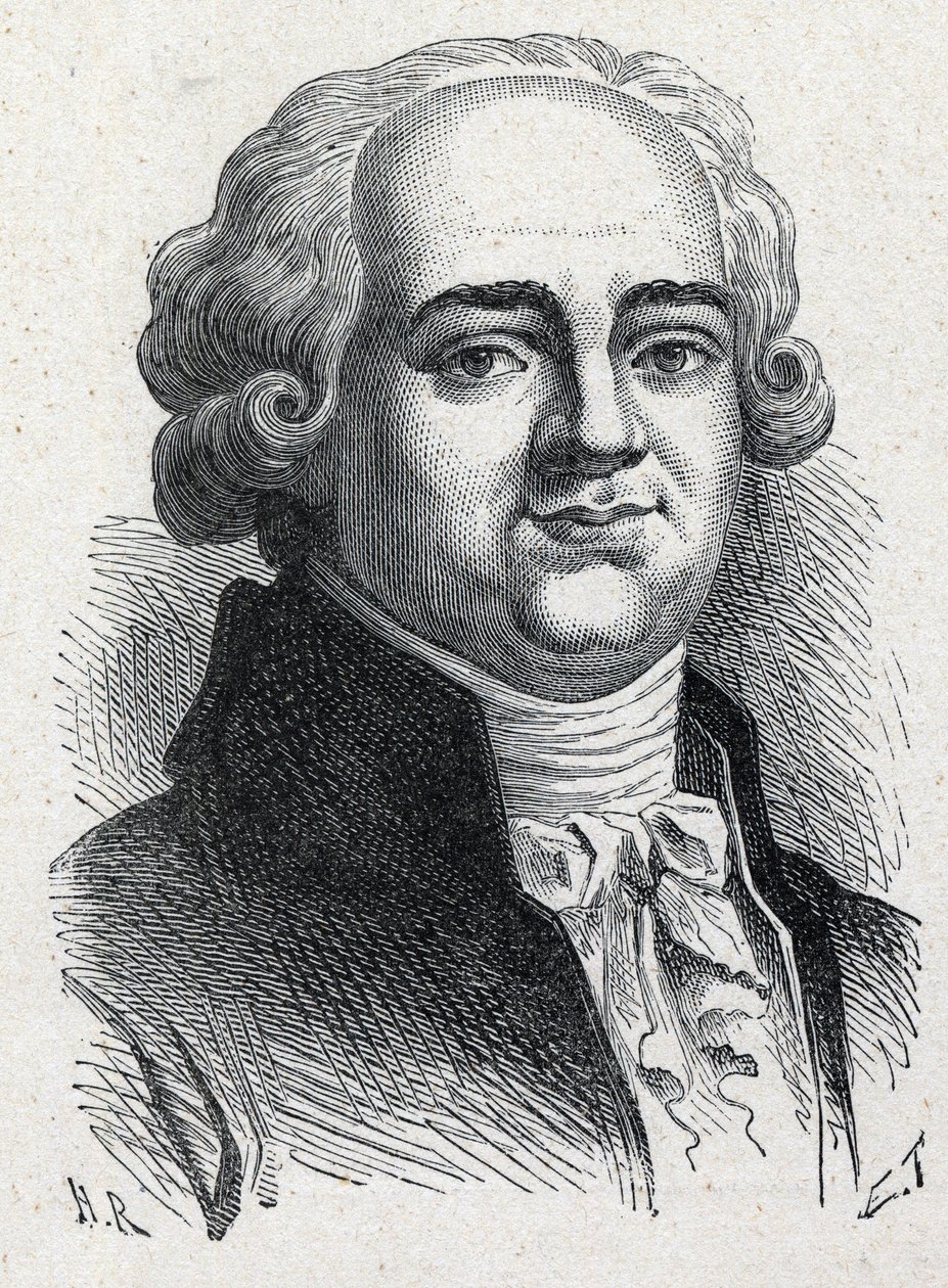 Portret van Pierre Louis Manuel, Franse politicus, afgevaardigde van de Seine bij de Nationale Conventie. Gravure van 1889. Privécollectie. door French School