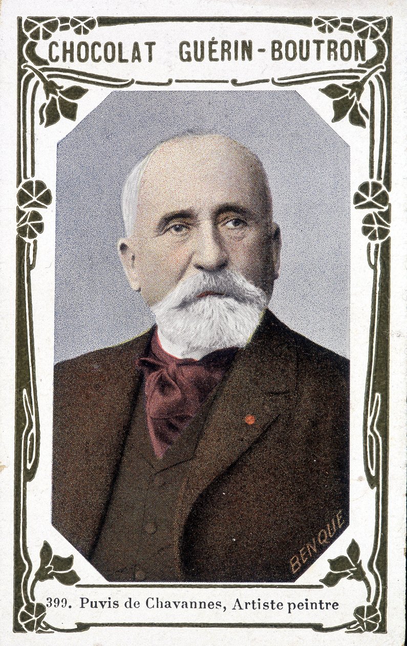Portret van Pierre Puvis de Chavannes, Franse schilder (1824-1898). Vignette des chocolates Guérin - Boutron door French School