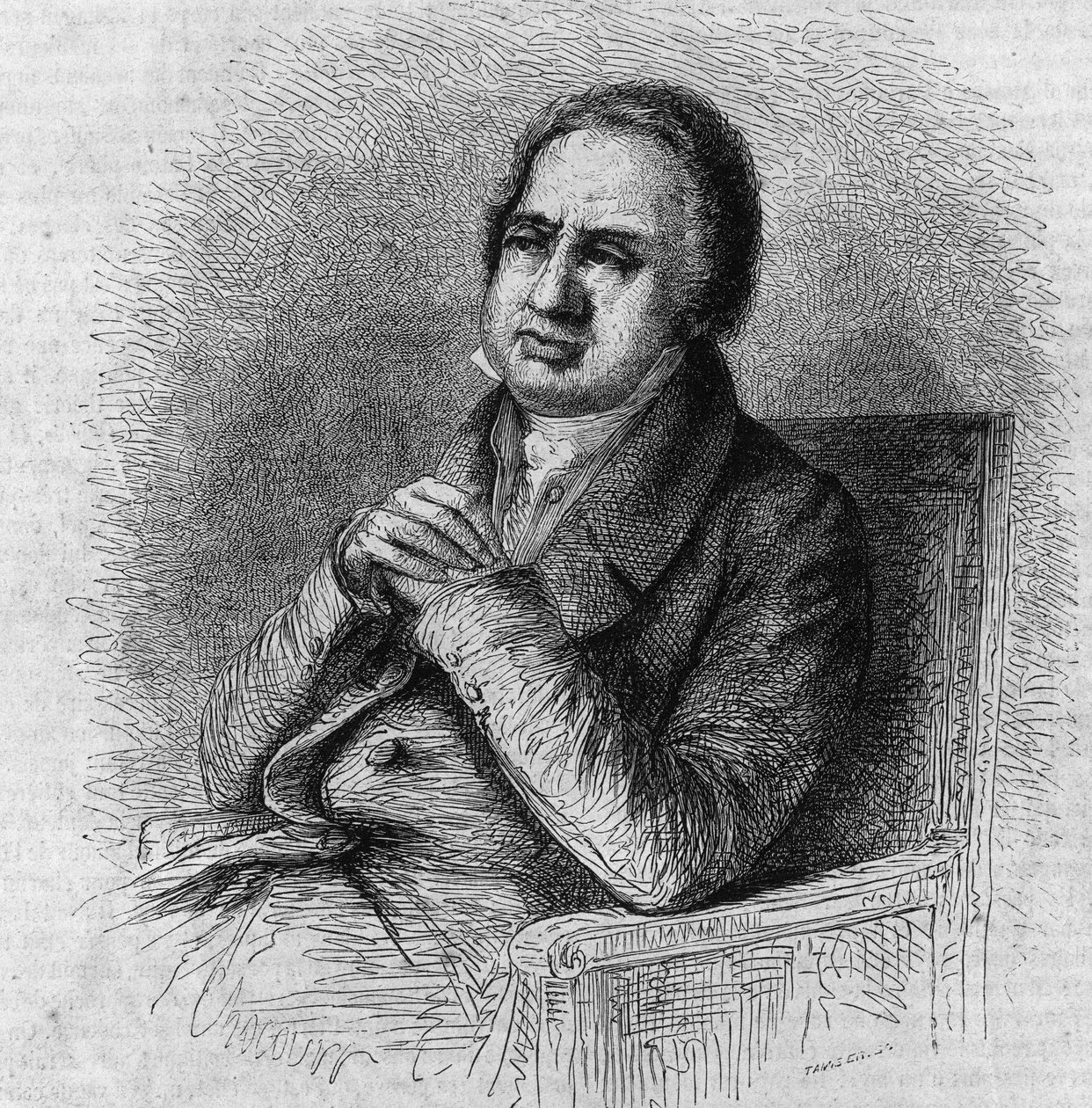 Portret van Pierre Simon Ballanche (1776-1847), Franse schrijver en filosoof. Gravure door Bocour in 