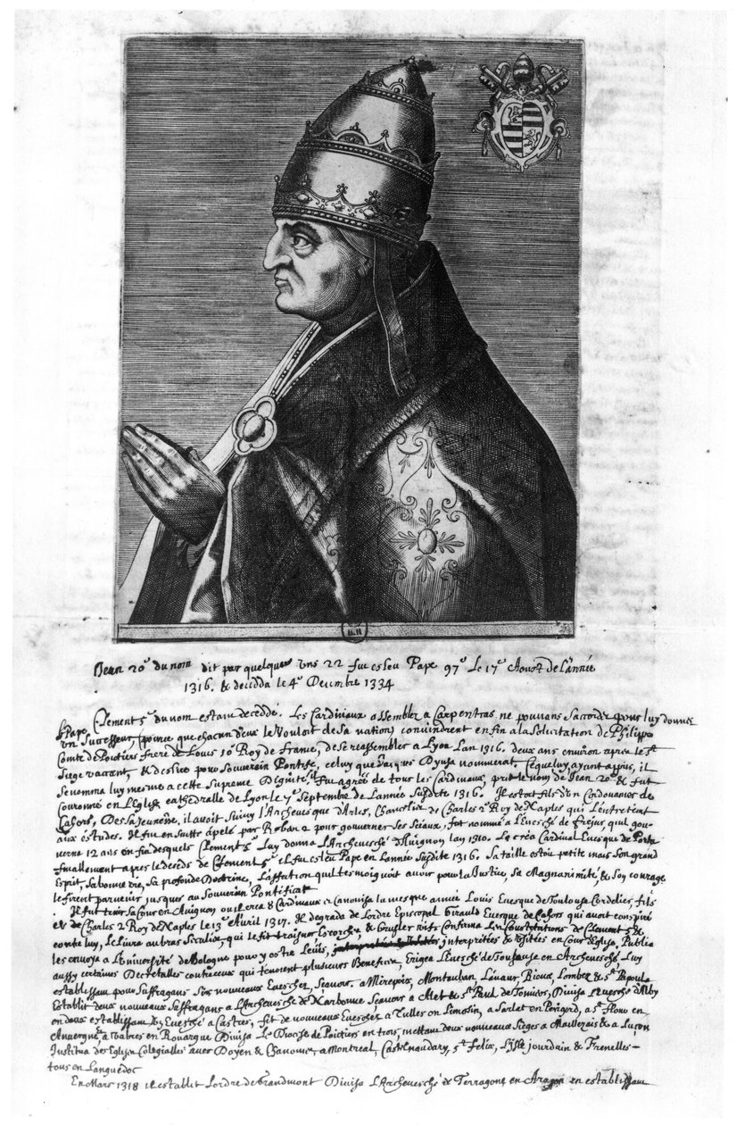 Portret van paus Johannes XXII (1244-1334) door French School