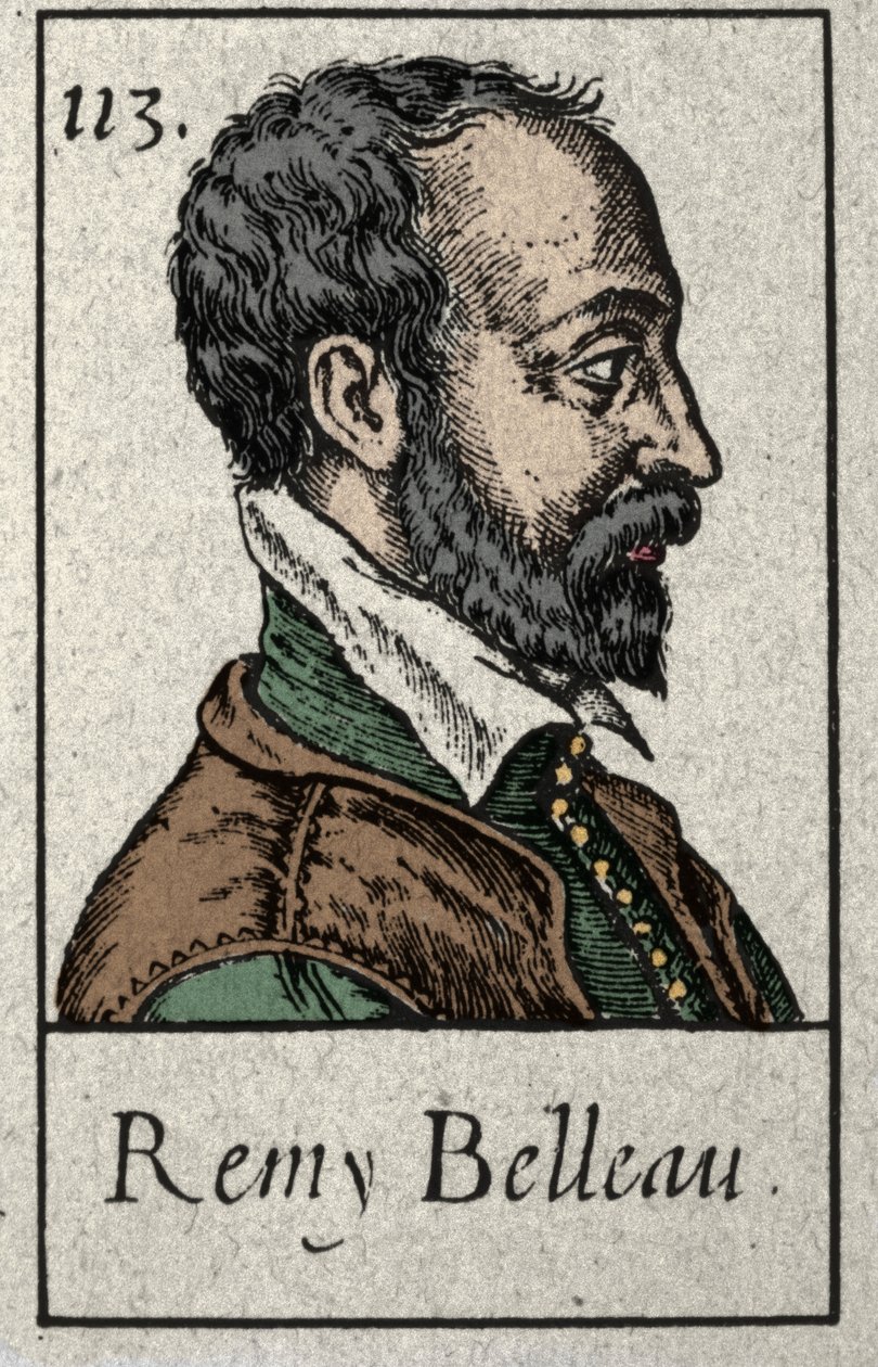 Portret van Remy Belleau (1528-1577) Franse dichter lid van de Pleiade-beweging. Gravure uit de 19e eeuw. door French School