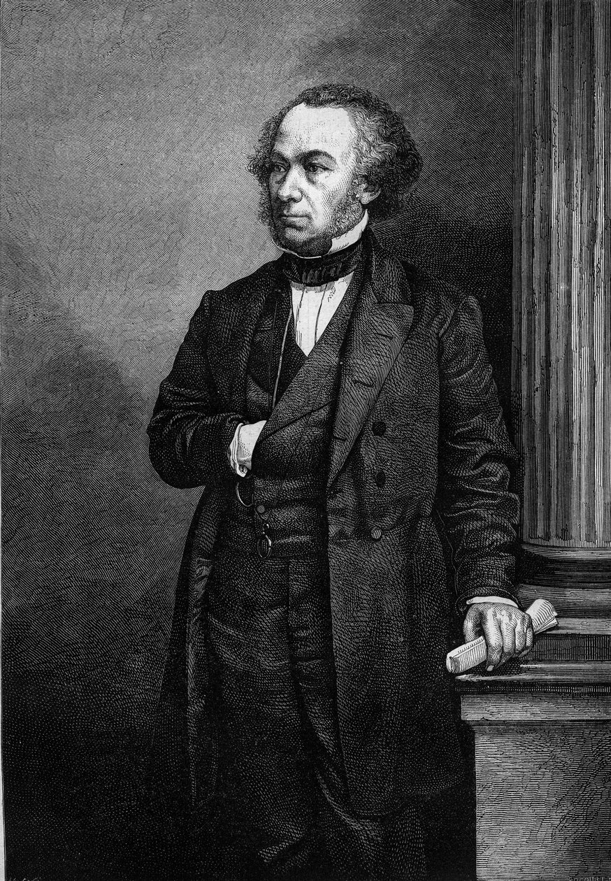 Portret van Richard Cobden, Engelse industrieel en politicus. Gravure in 