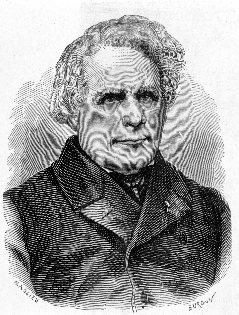 Portret van Ruhmkorff Heinrich Daniel (1803 - 1877), bouwer van natuurkundige instrumenten (het inductieapparaat), Duitse mechanicus en elektricien - in 