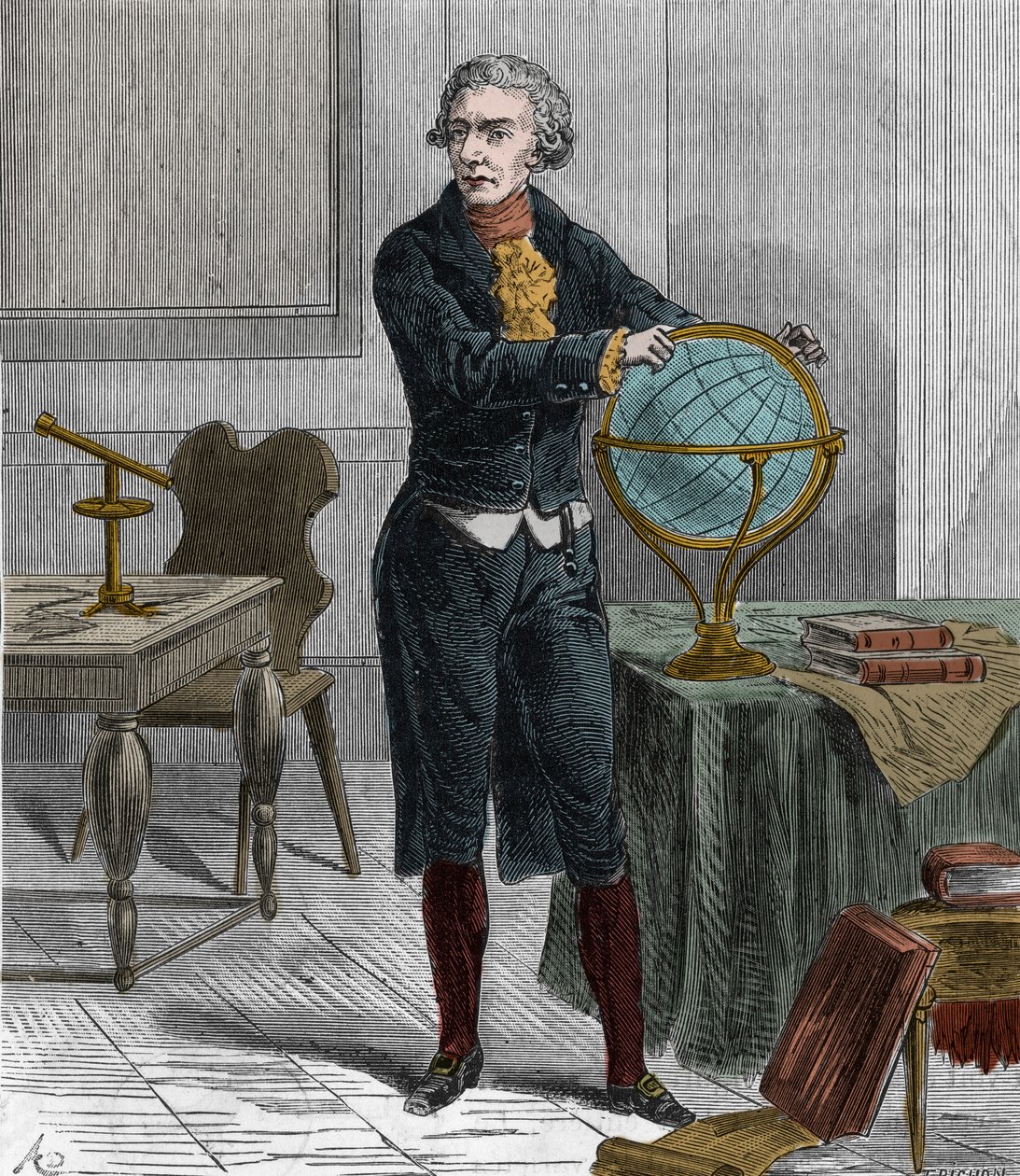Portret van Sir Friedrich Wilhelm Herschel (1738-1822), Brits-Duitse astronoom en natuurkundige - Portret van William Herschel, in Duitsland geboren Britse astronoom - Gravure in 