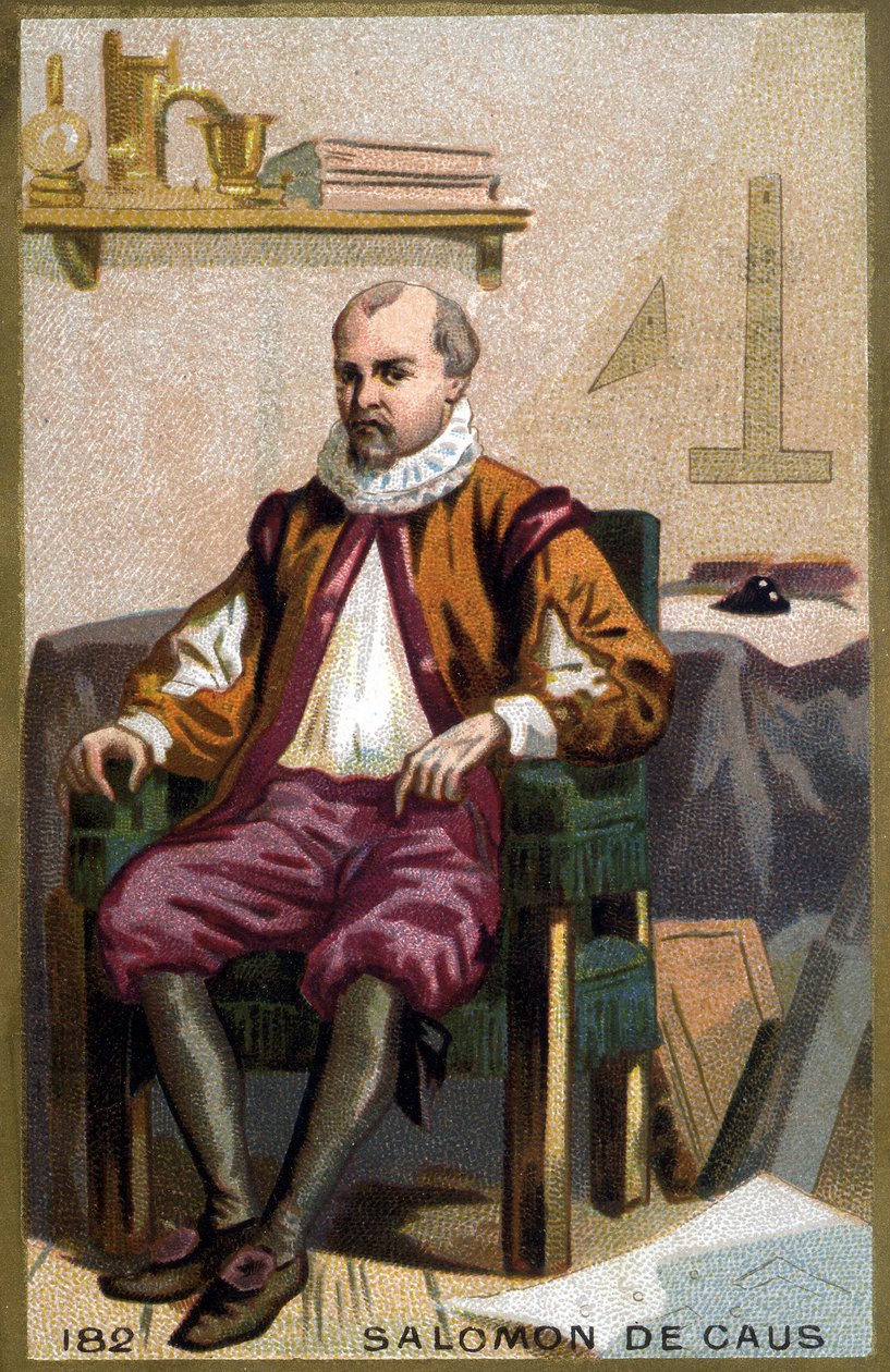 Portret van Solomon de Caus (1576-1626). Chromolithografie eind 19e eeuw. door French School