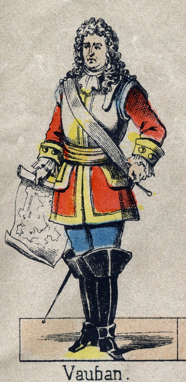 Portret van Vauban Sebastien de Prestre (1633-1707), maarschalk van Frankrijk. Beeld van Epinal uit het einde van de 19e eeuw. Privécollectie door French School