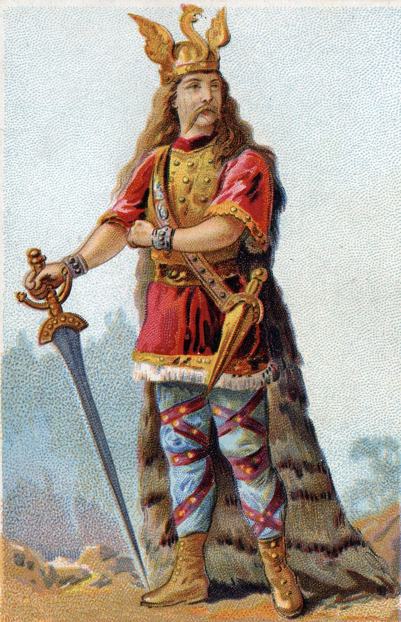 Portret van Vercingetorix (72-46 v.Chr.), Koning van de Galliërs. Chromolithografie rond 1890. door French School