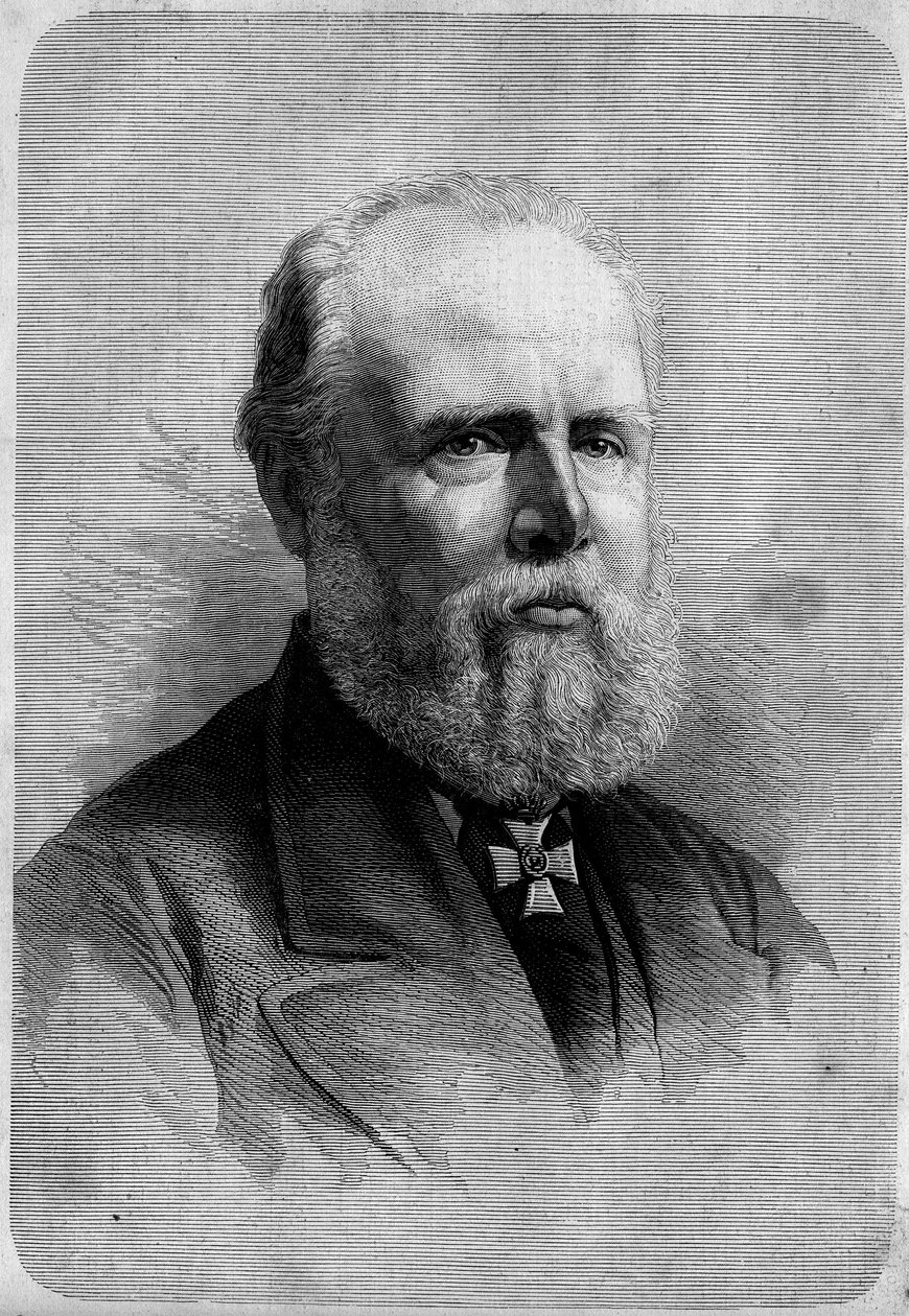 Portret van Willem III (1817-1890), koning van Nederland. Gravure in 