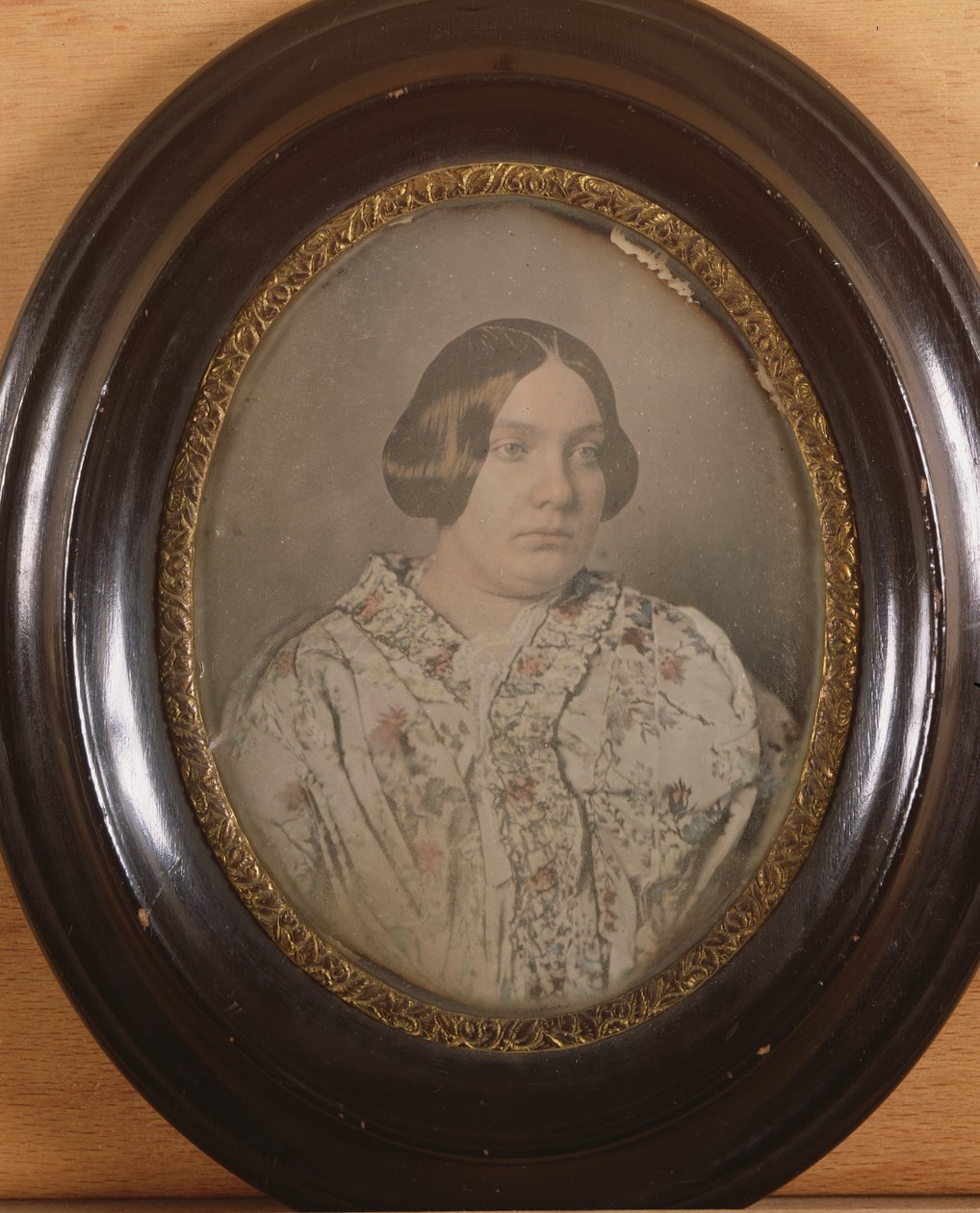 Portret van een onbekende vrouw, 1850 (gekleurde daguerreotypie) door French School