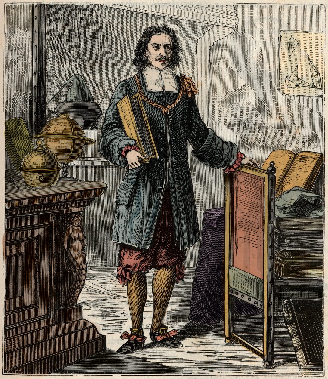 Portret van de Duitse ingenieur en natuurkundige Otto von Guericke (1602-1686) - Portret van Otto von Guericke (Otto de Guericke) door French School