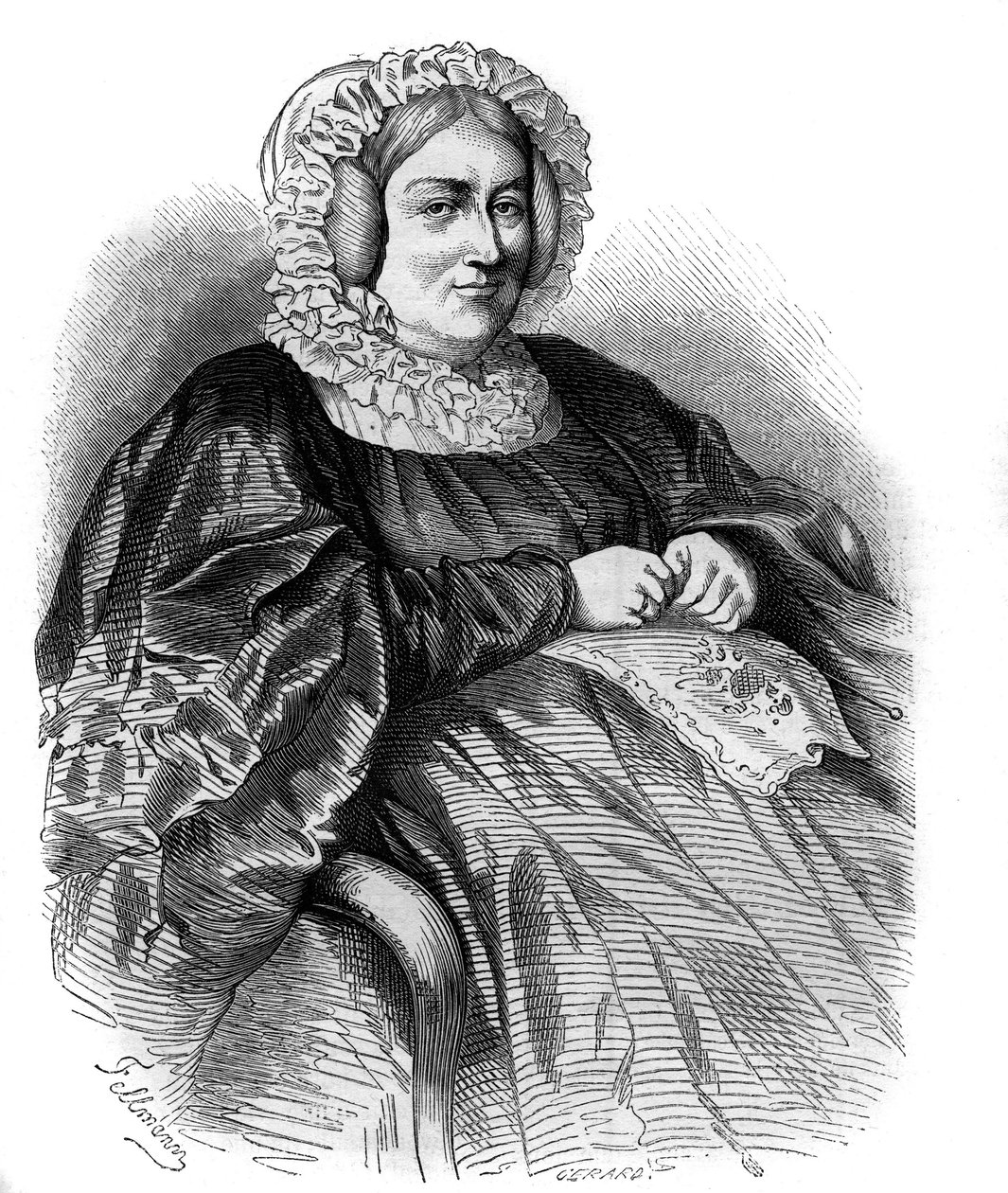 Portret van de Markiezin de La Rochejaquelein (geboren Marie Louise Victoire de Donnissan), Franse schrijfster. Gravure uit 1858. door French School