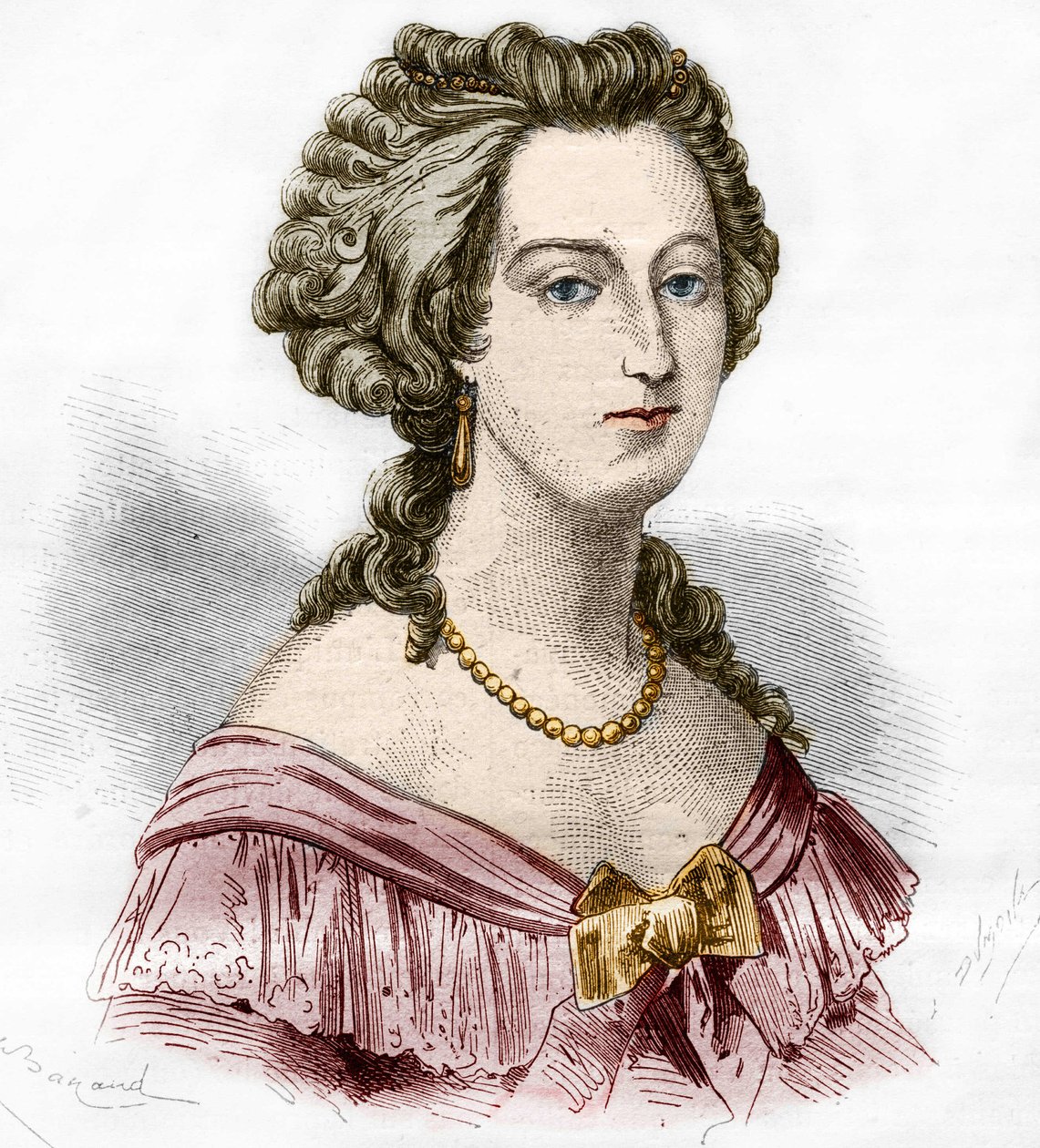 Portret van de Markiezin van Boufflers Marie Francoise Catherine de Beauvau Craon (1711-1787). Gravure in 