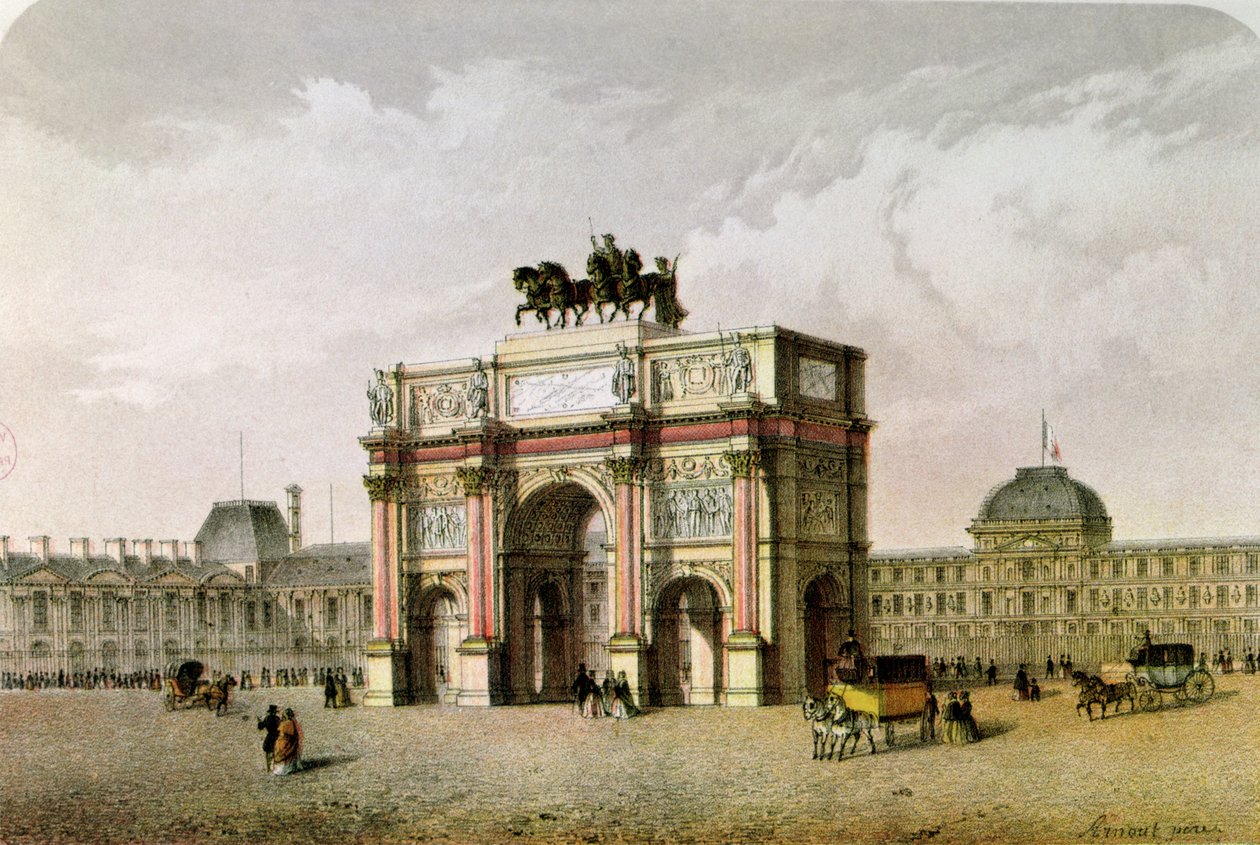 Ansichtkaart van de Arc de Triomphe du Carrousel, Parijs door French School