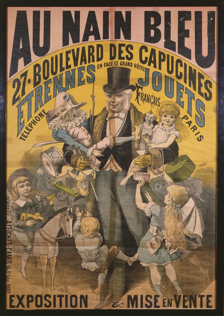 Poster die Au Nain Bleu adverteert, ca. 1890 door French School