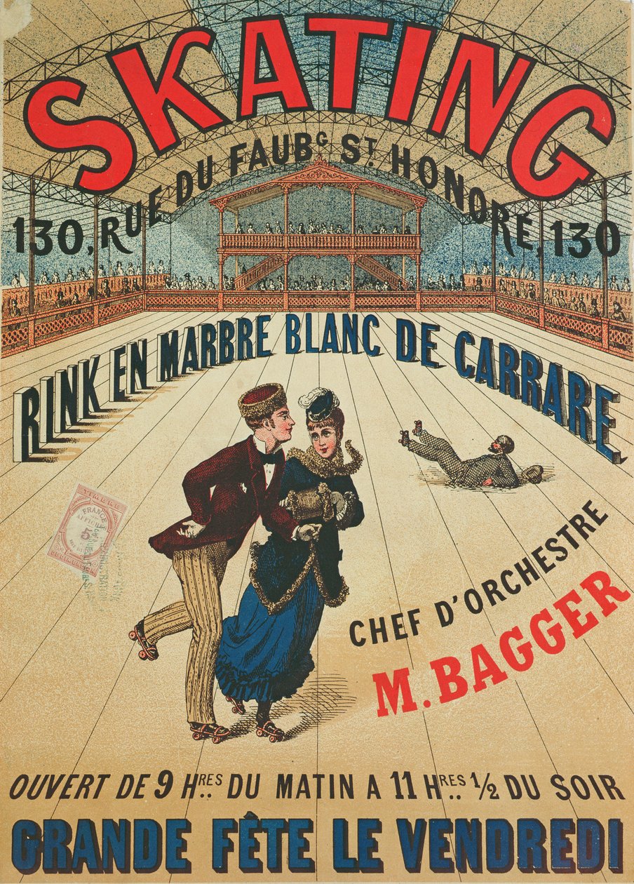 Poster die een rolschaatsbaan in Parijs adverteert door French School