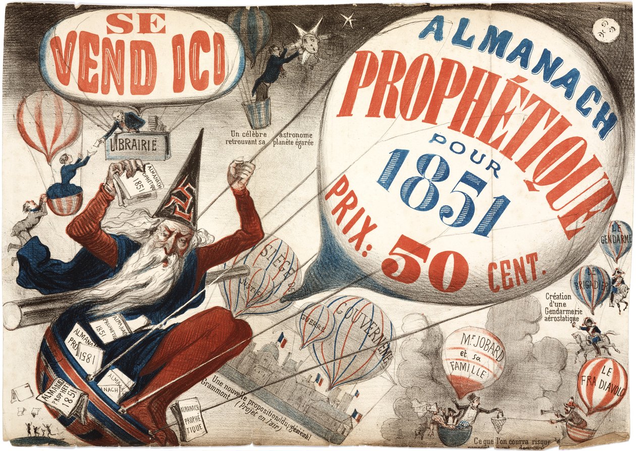 Poster ter promotie van de Almanach Prophetique, 1851 door French School