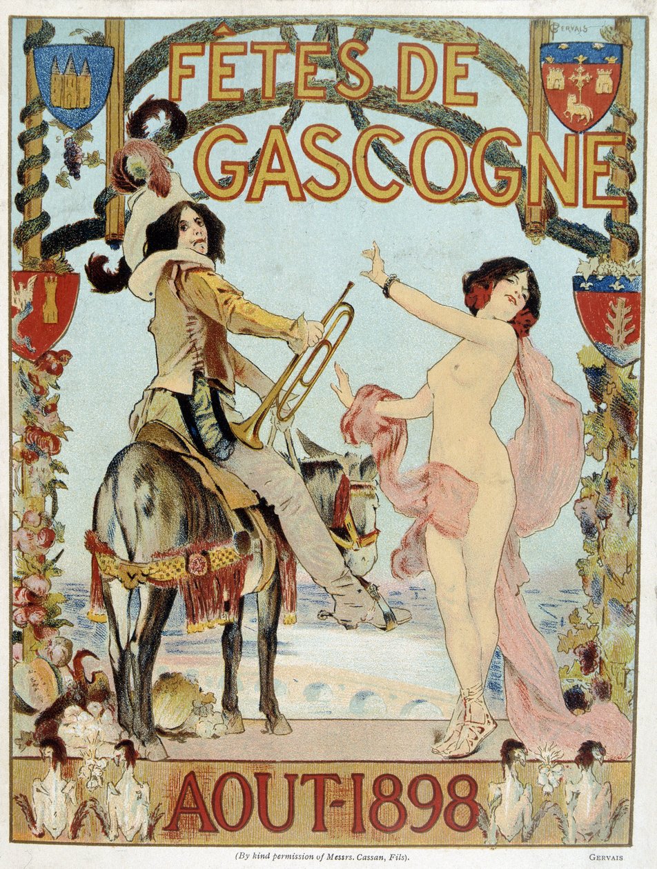 Poster voor de Biscay vakanties van augustus 1898 door French School