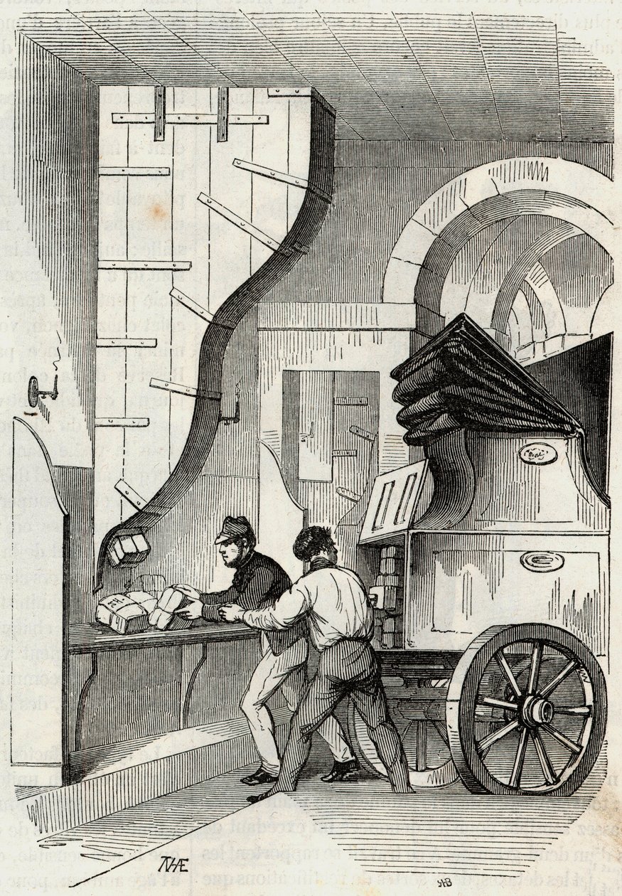 Post: het laden van de trunk post - Gravure in 
