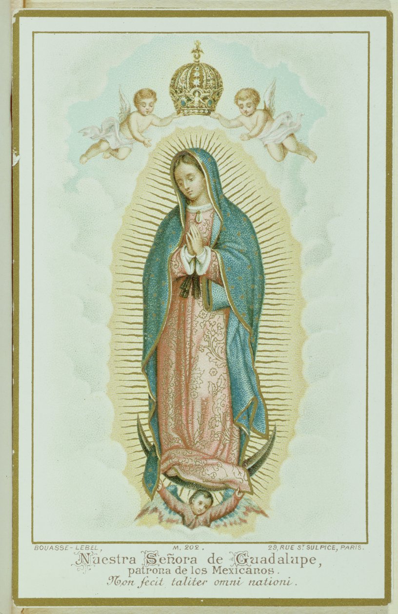 Gebedskaart met Onze Lieve Vrouw van Guadalupe, ca.1900 door French School