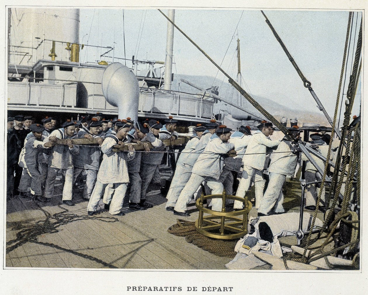 Voorbereidingen voor vertrek - in Album militaire - Marine: Het leven aan boord door French School