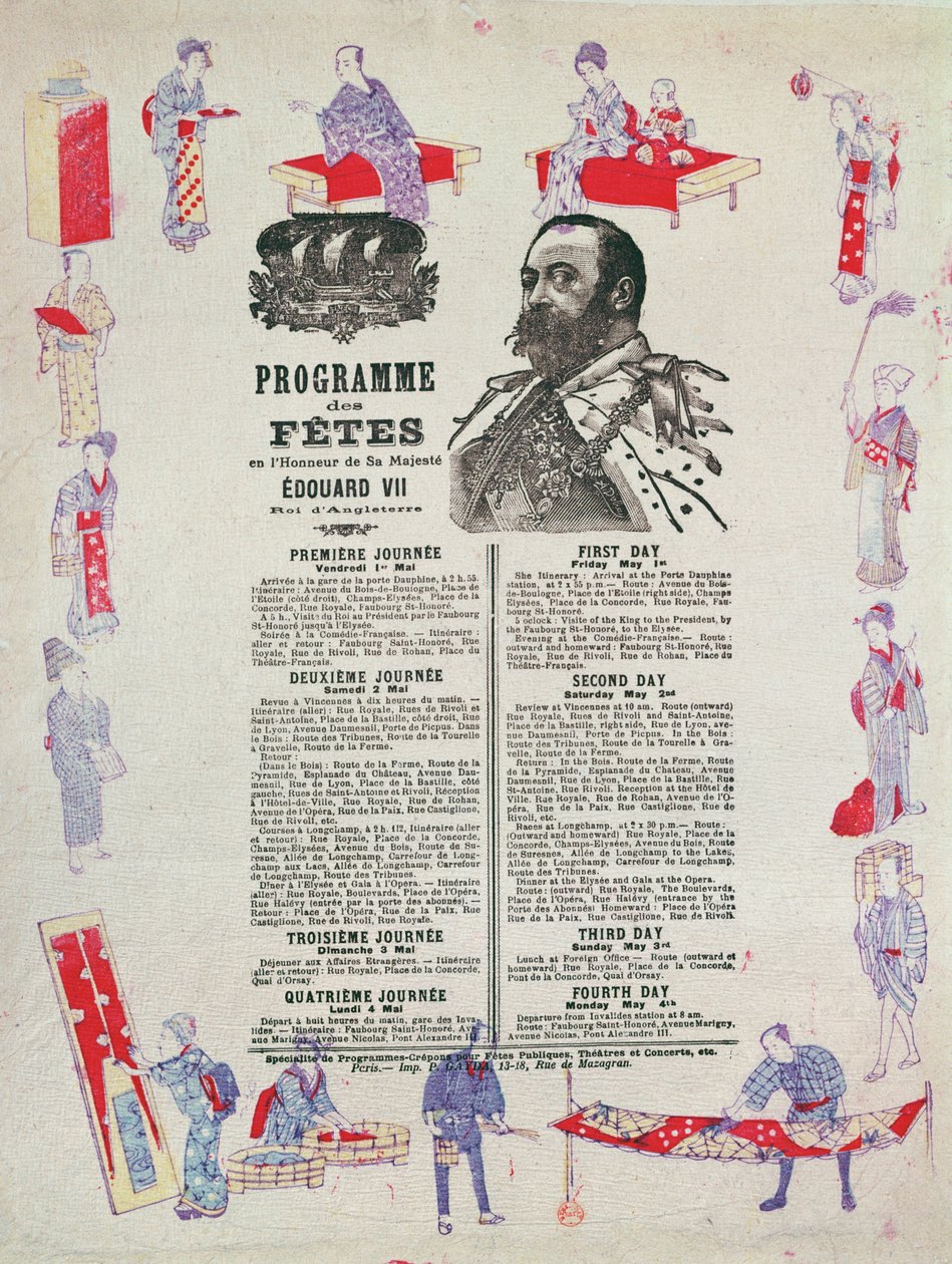 Programma van evenementen en festiviteiten voor het bezoek van koning Edward VII aan Parijs, 1-4 mei 1903 door French School