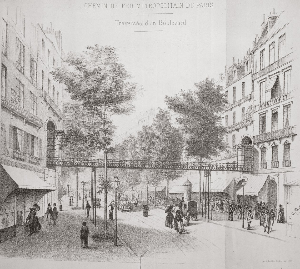 Project voor een Overground Metro Systeem in Parijs, 1886 door French School