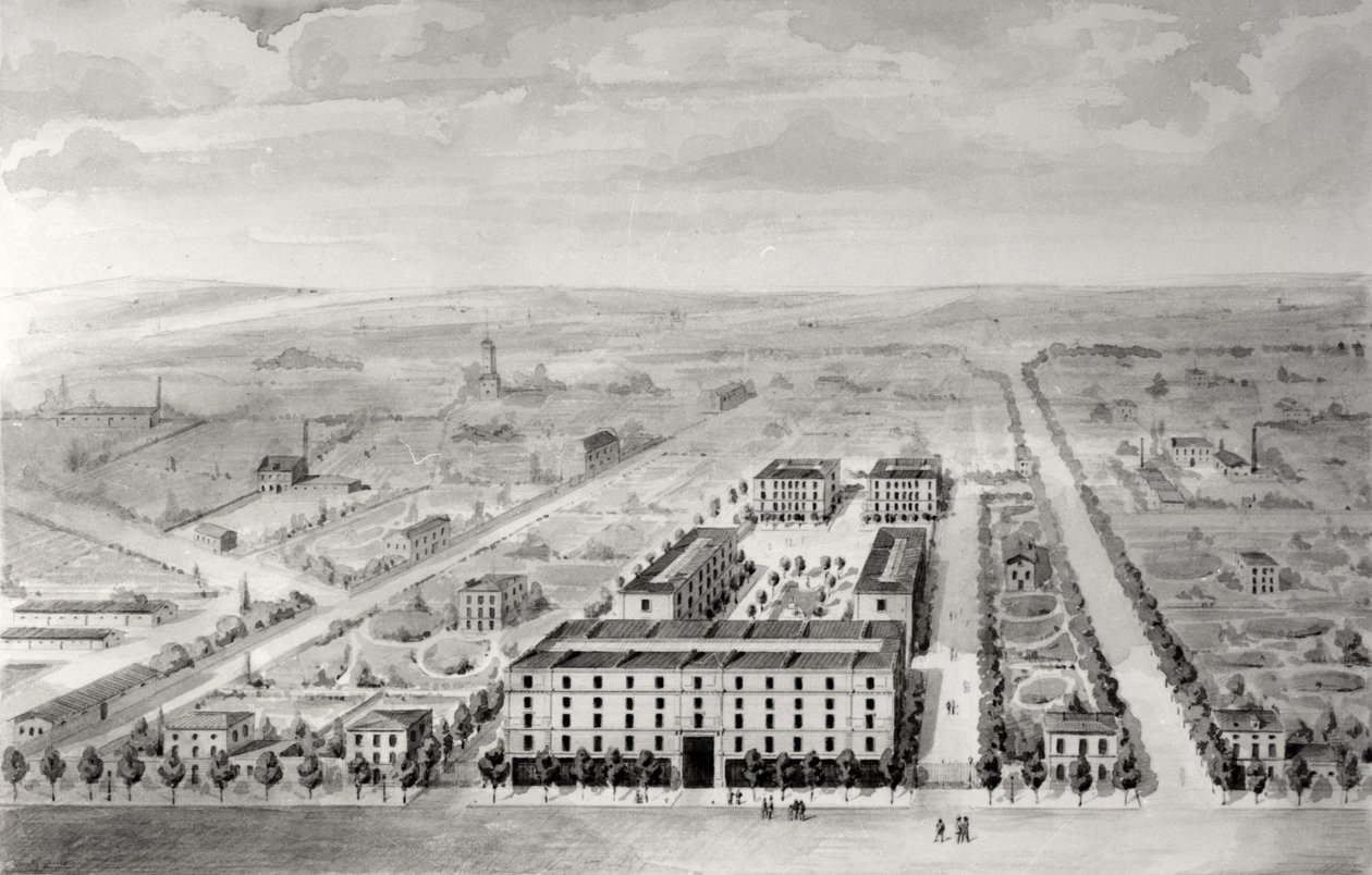 Project voor de Napoleon-woningbouw, 58 rue Rochechouart, Parijs, 1849 door French School