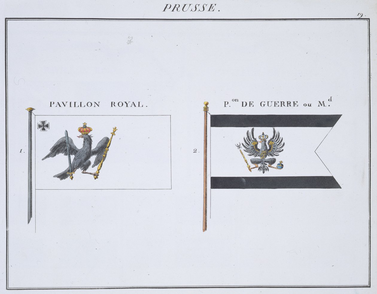 Pruisische vlaggen, uit een Frans vlaggenboek, c.1819 door French School