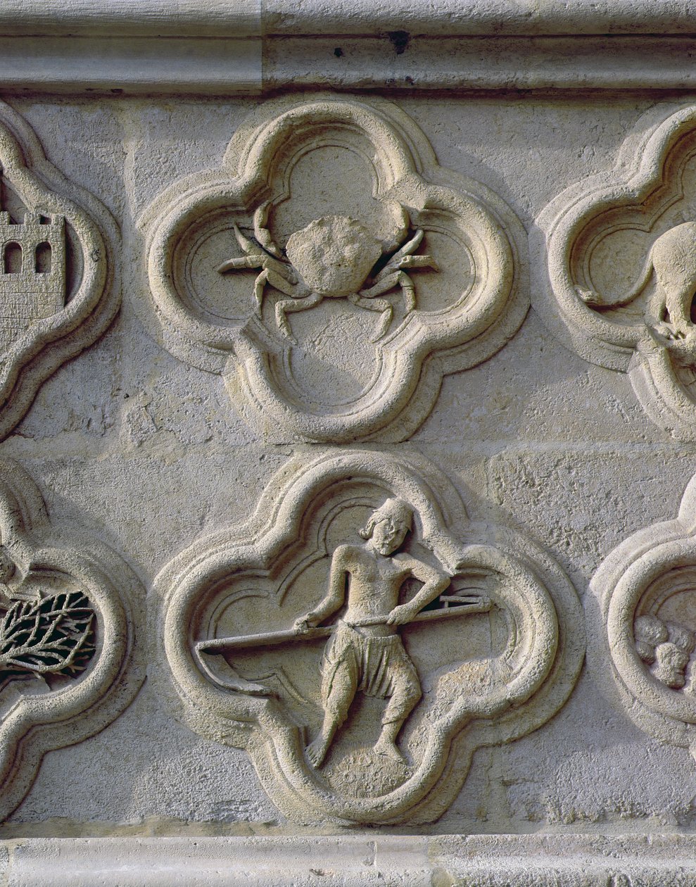 Vierpassen die Kreeft en juni uitbeelden, c.1220 door French School