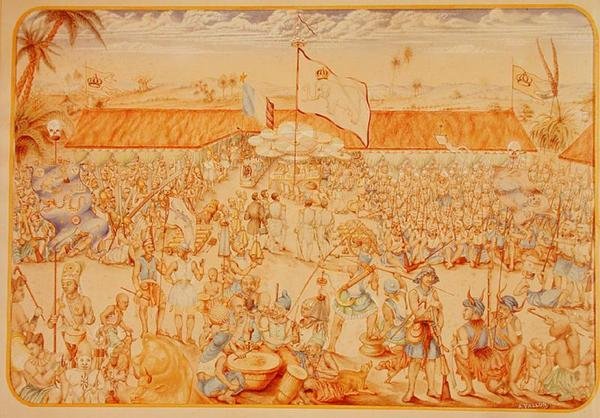 Ontvangst door de Koning van Dahomey voor de Franse Gezanten door French School