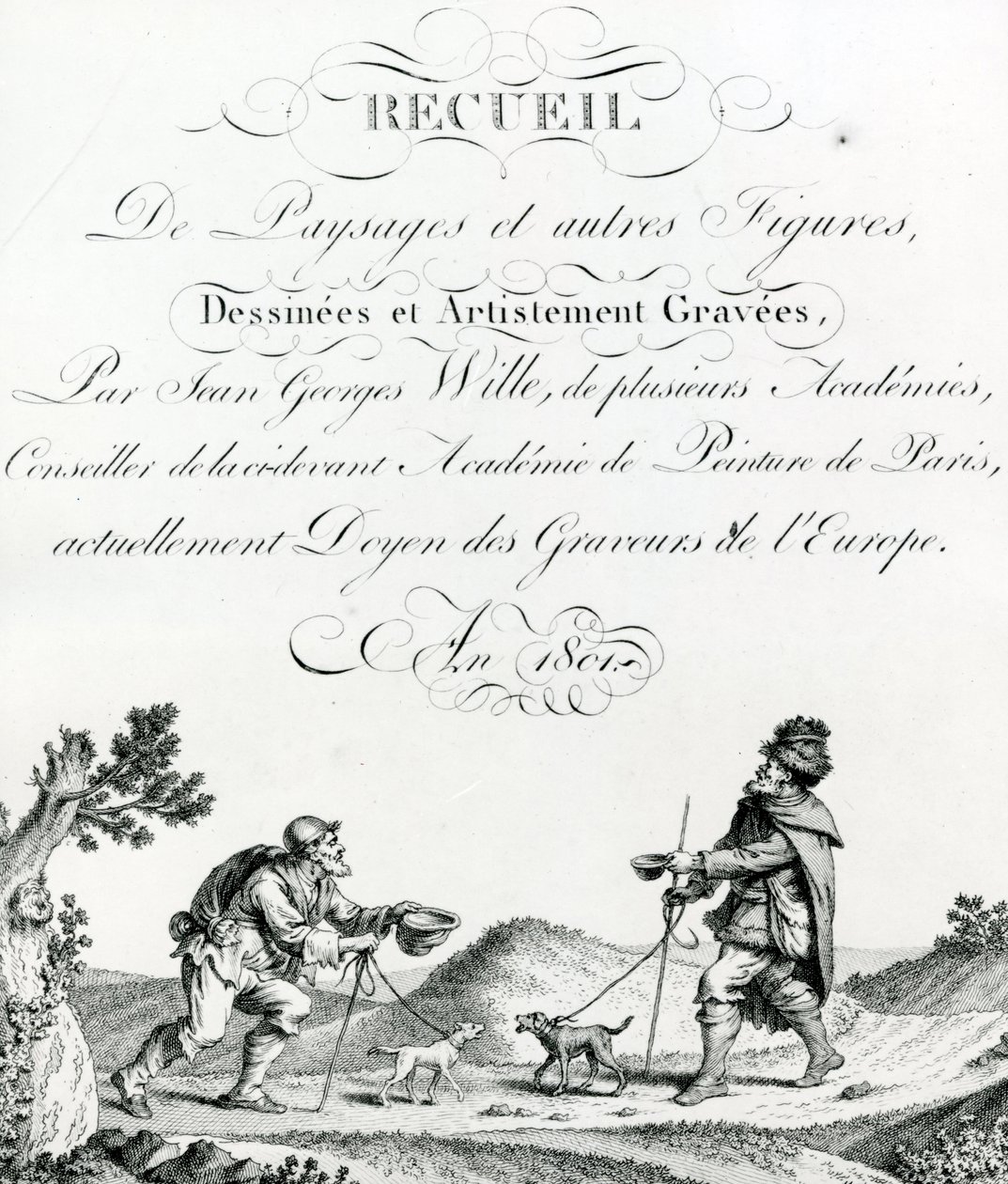 Recueil de Paysages et autres figures, getekend en artistiek gegraveerd door Johann Georg Wille door French School