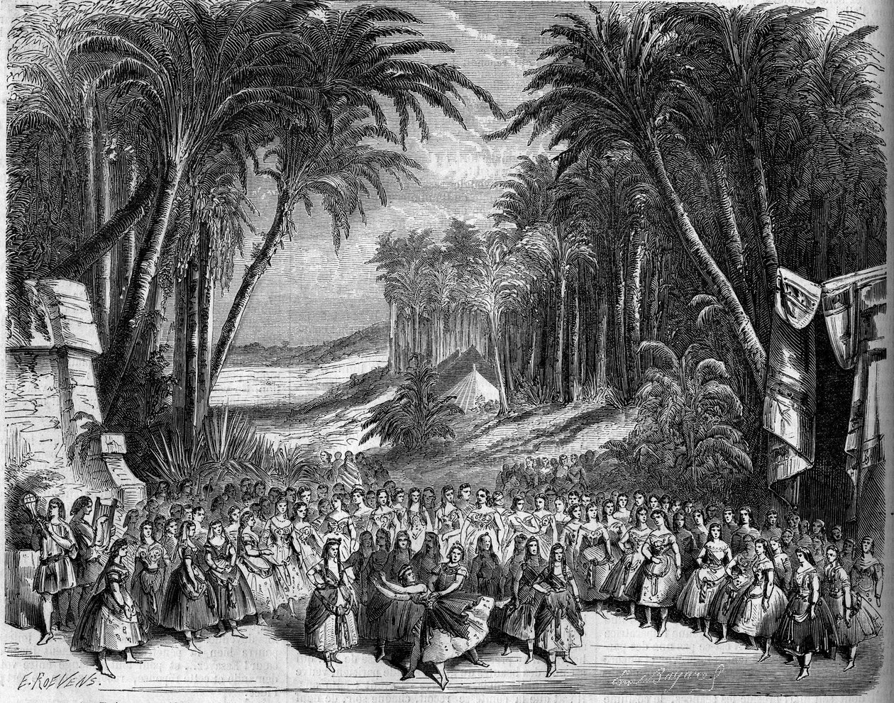Voorstelling van een opera: Scenografie van Act II van 