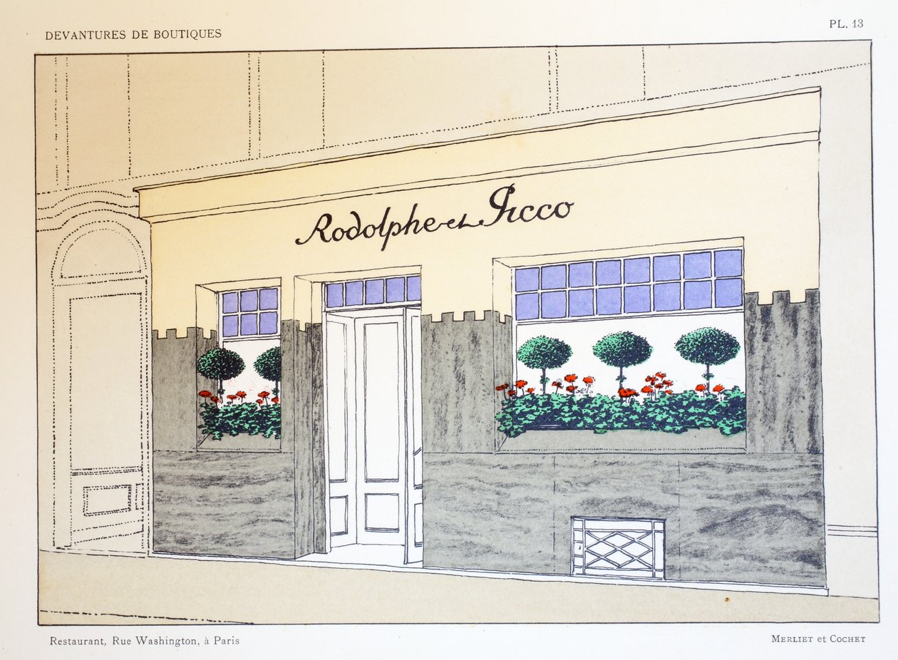 Restaurant, plaat 13, illustratie uit Devantures de Boutiques door Louis-Pierre Sezille, Parijs, 1927 door French School