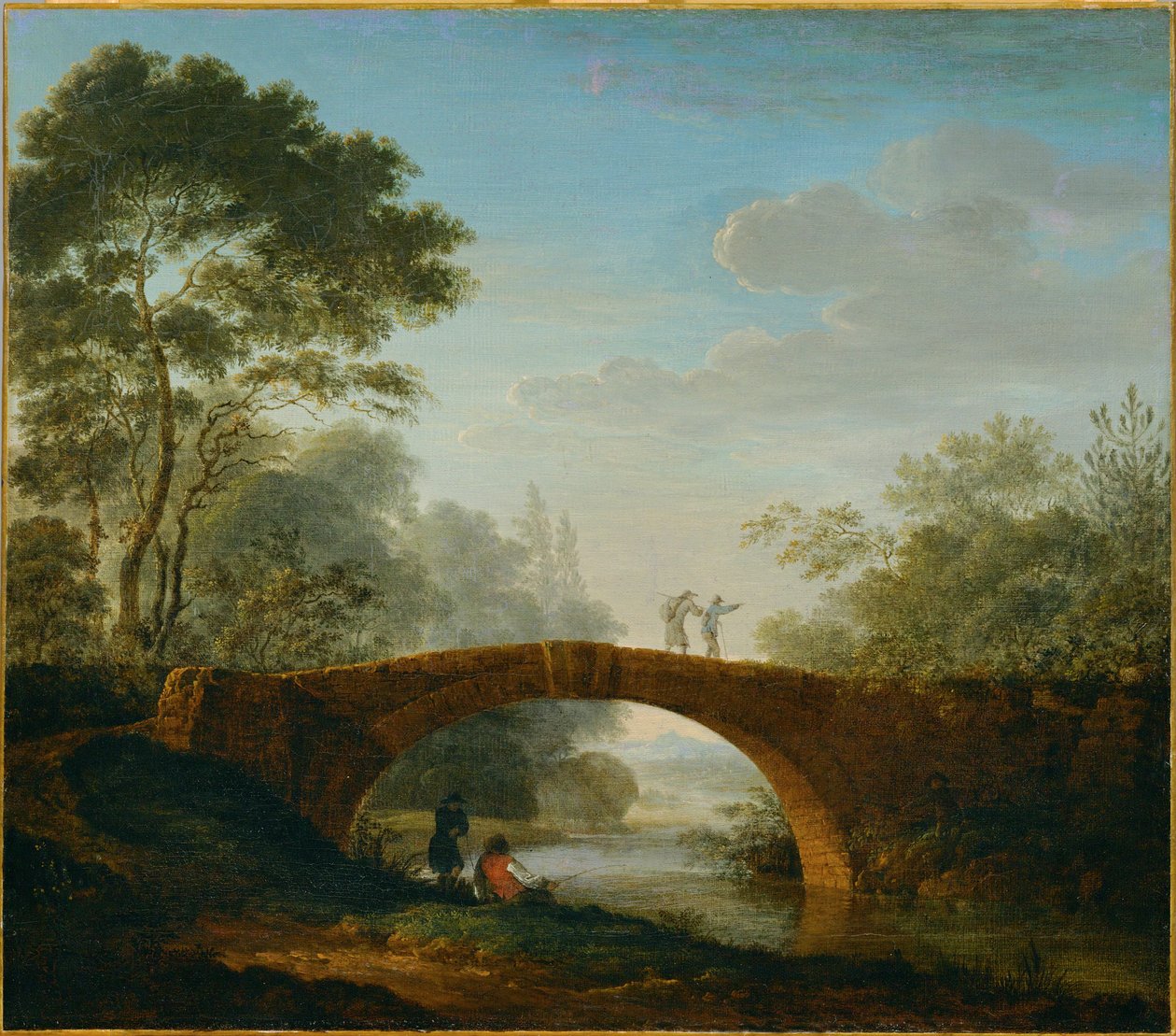 Rivierlandschap ... (schilderij op doek) door French School