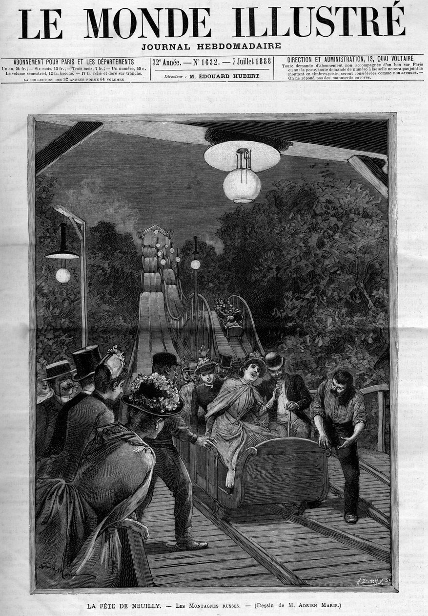 Achtbaan, op het feest van Neuilly sur Seine, juli 1888. Omslag van de krant 