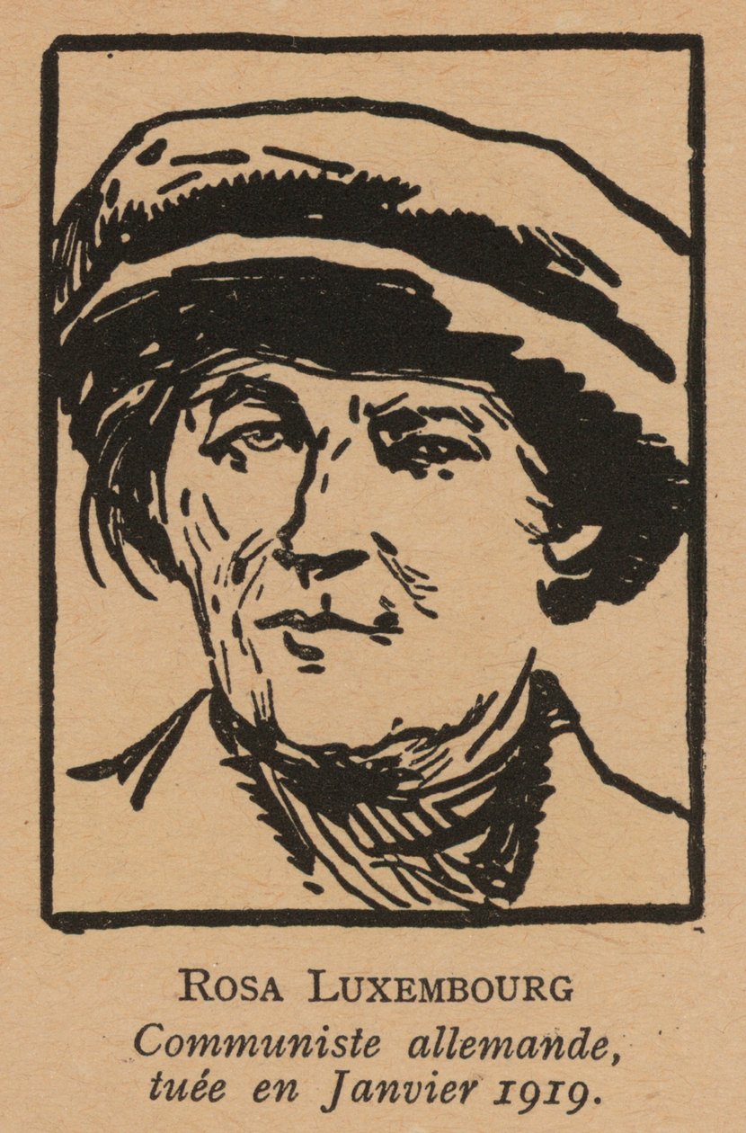 Rosa Luxemburg, Duitse communistische revolutionaire vermoord door het Freikorps na de Spartacistische Opstand van januari 1919 (litho) door French School