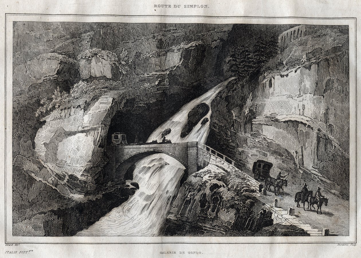 Route du Simplon - Gravure uit 