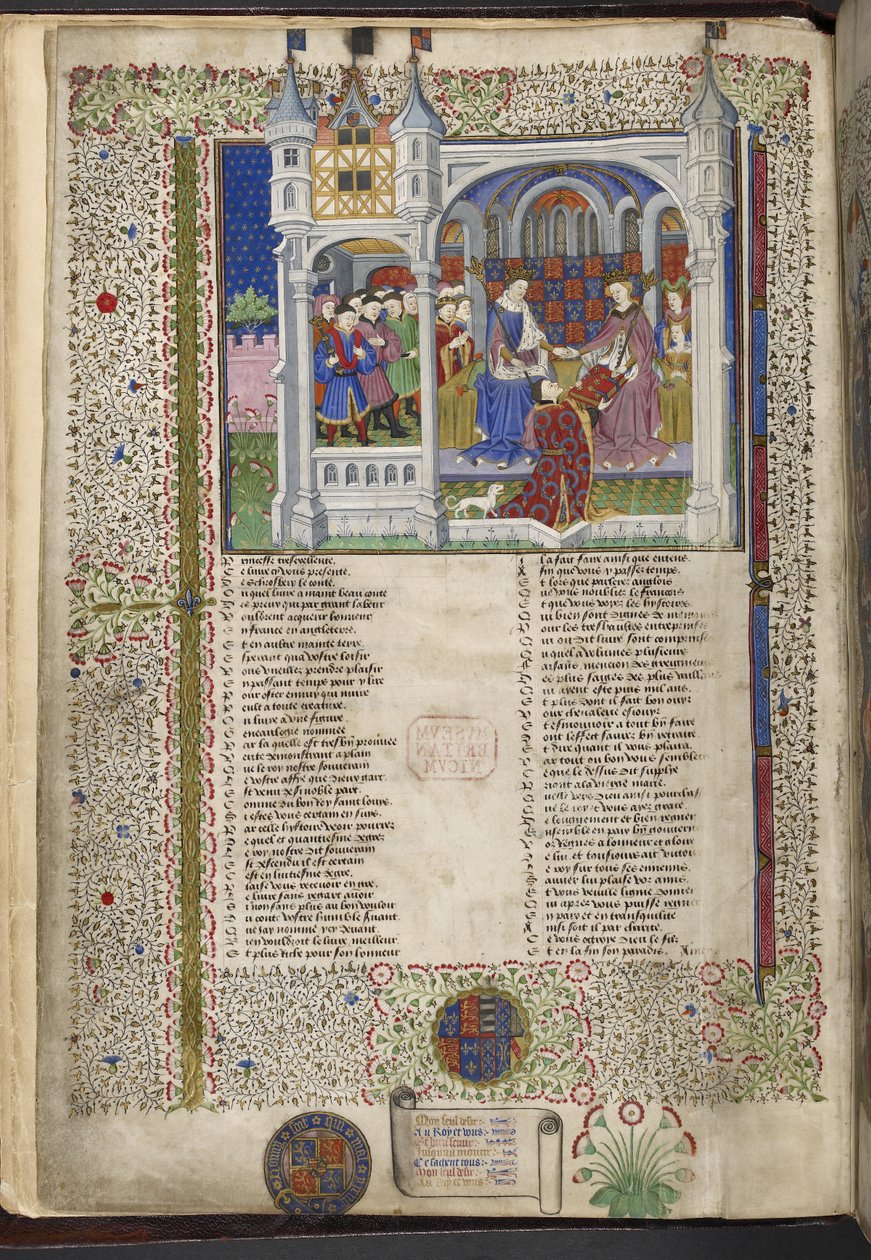 Margaretha van Anjou, zittend met haar echtgenoot koning Hendrik VI, illustratie uit 