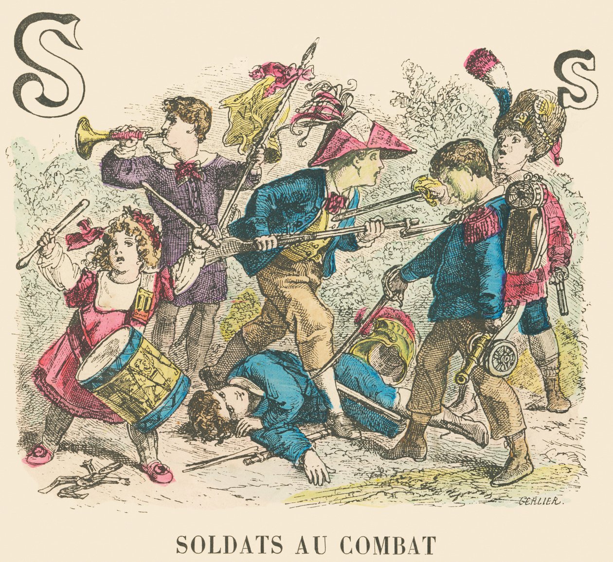 S: Soldaten in gevecht door French School
