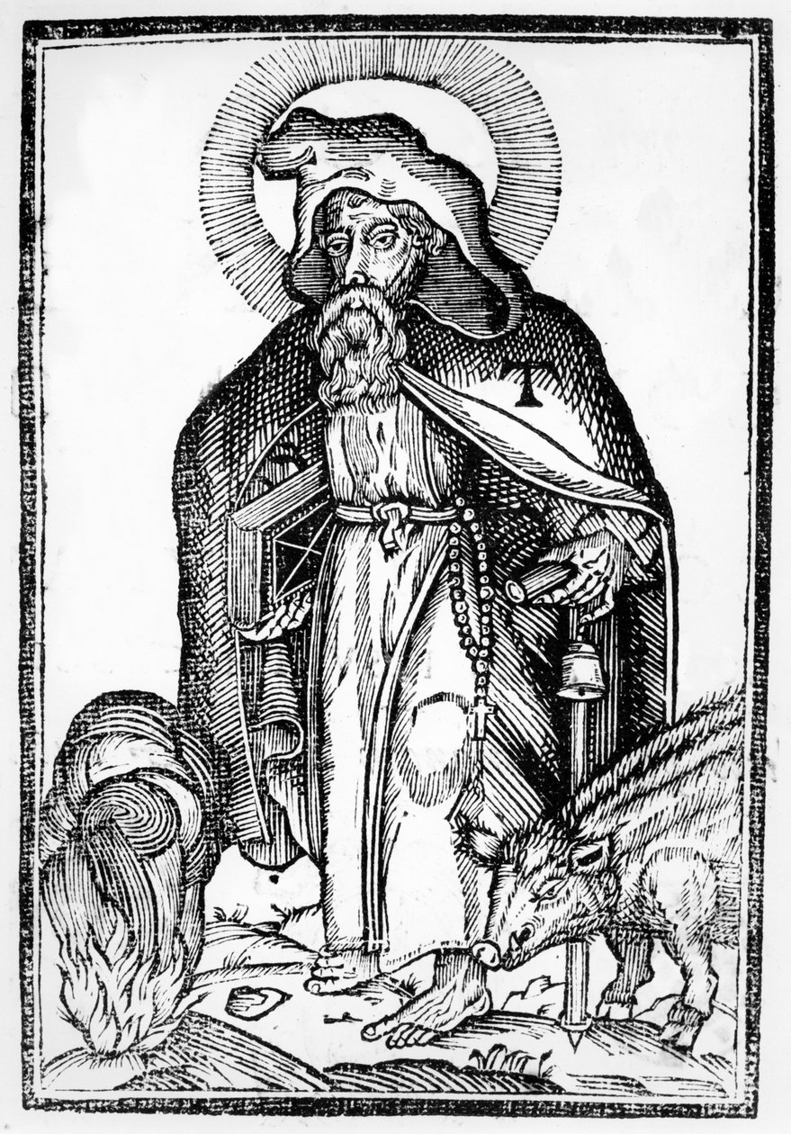 Sint Antonius de Grote, frontispice uit In Symbolicam S.Antonii Magni Imaginem Commentatio door Théophile Raynaud, gepubliceerd 1659 door French School