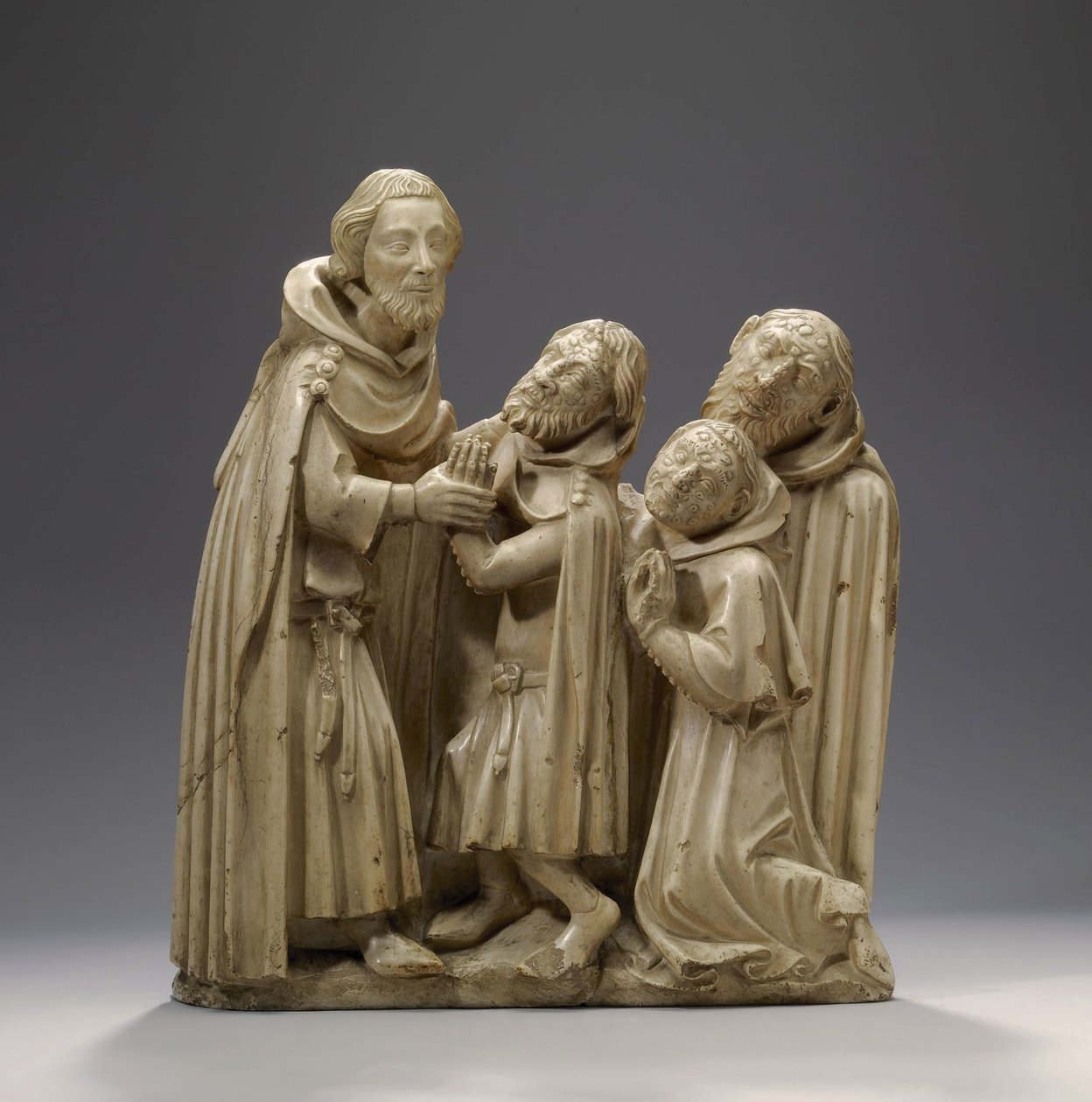 Sint Elzear van Sabran geneest drie Melaatsen, c.1373 door French School