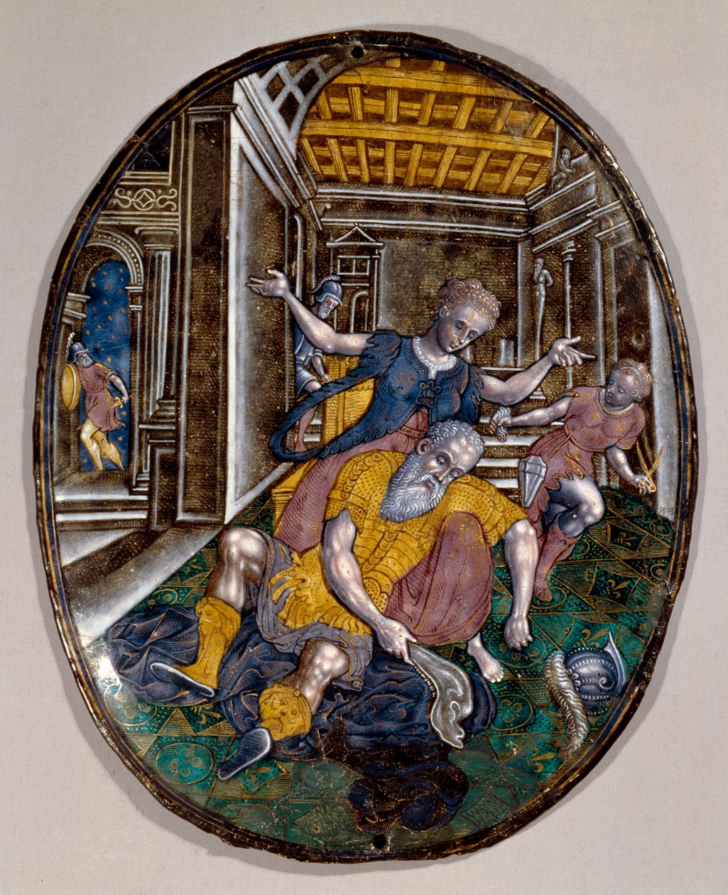 Samson en Dalila Samson verliest kracht nadat Dalila zijn haar heeft geknipt. Limoges boekje. Circa 1575. Londen, Victoria and Albert Museum door French School